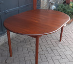 REFINISHED Danish MCM Teak Table Round to Oval w 1 Leaf 41.5