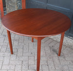 REFINISHED Danish MCM Teak Table Round to Oval w 1 Leaf 41.5