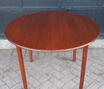 REFINISHED Danish MCM Teak Table Round to Oval w 1 Leaf 41.5