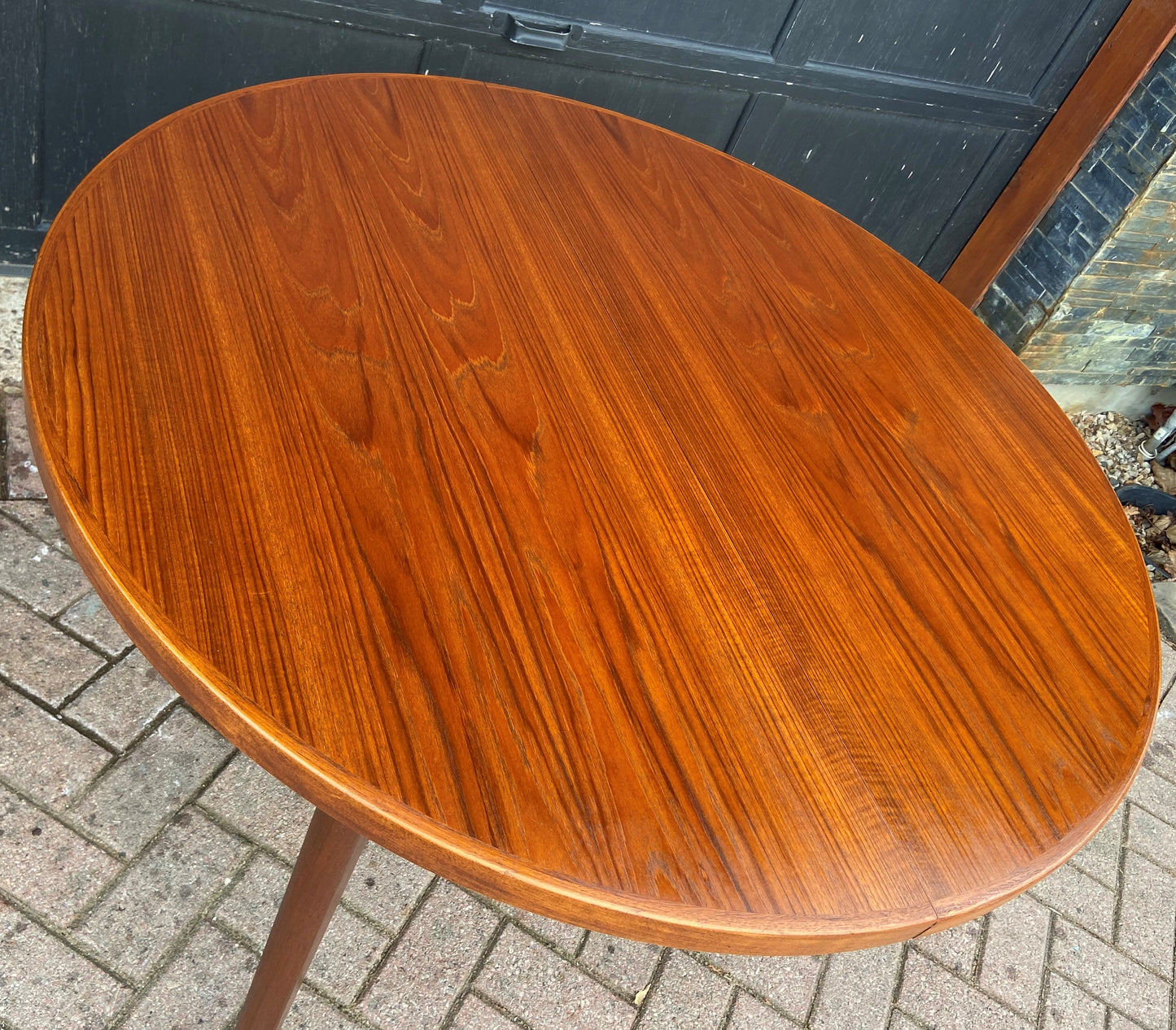 REFINISHED Danish MCM Teak Table Round to Oval w 2 Leaves 47"-86", PERFECT