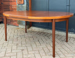 REFINISHED Danish MCM Teak Table Round to Oval w 2 Leaves 47