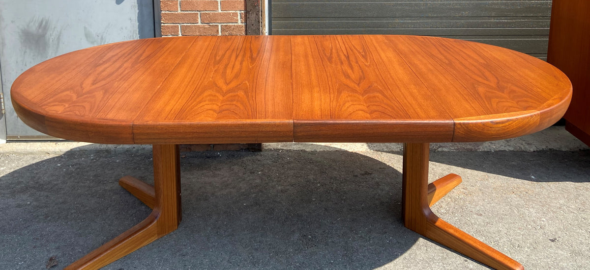 REFINISHED Danish MCM Teak Table w 2 leaves 47