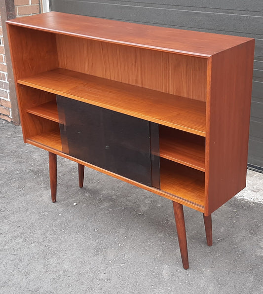 REFINISHED Danish MCM Teak Display Bookcase 47"with tinted glass doors - Mid Century Modern Toronto