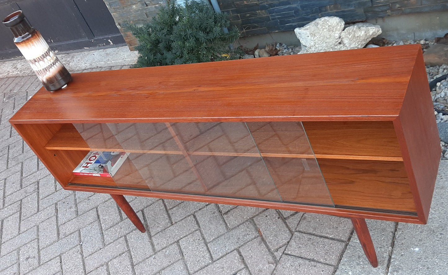 REFINISHED Danish MCM Teak Display Bookcase 5 ft PERFECT, low