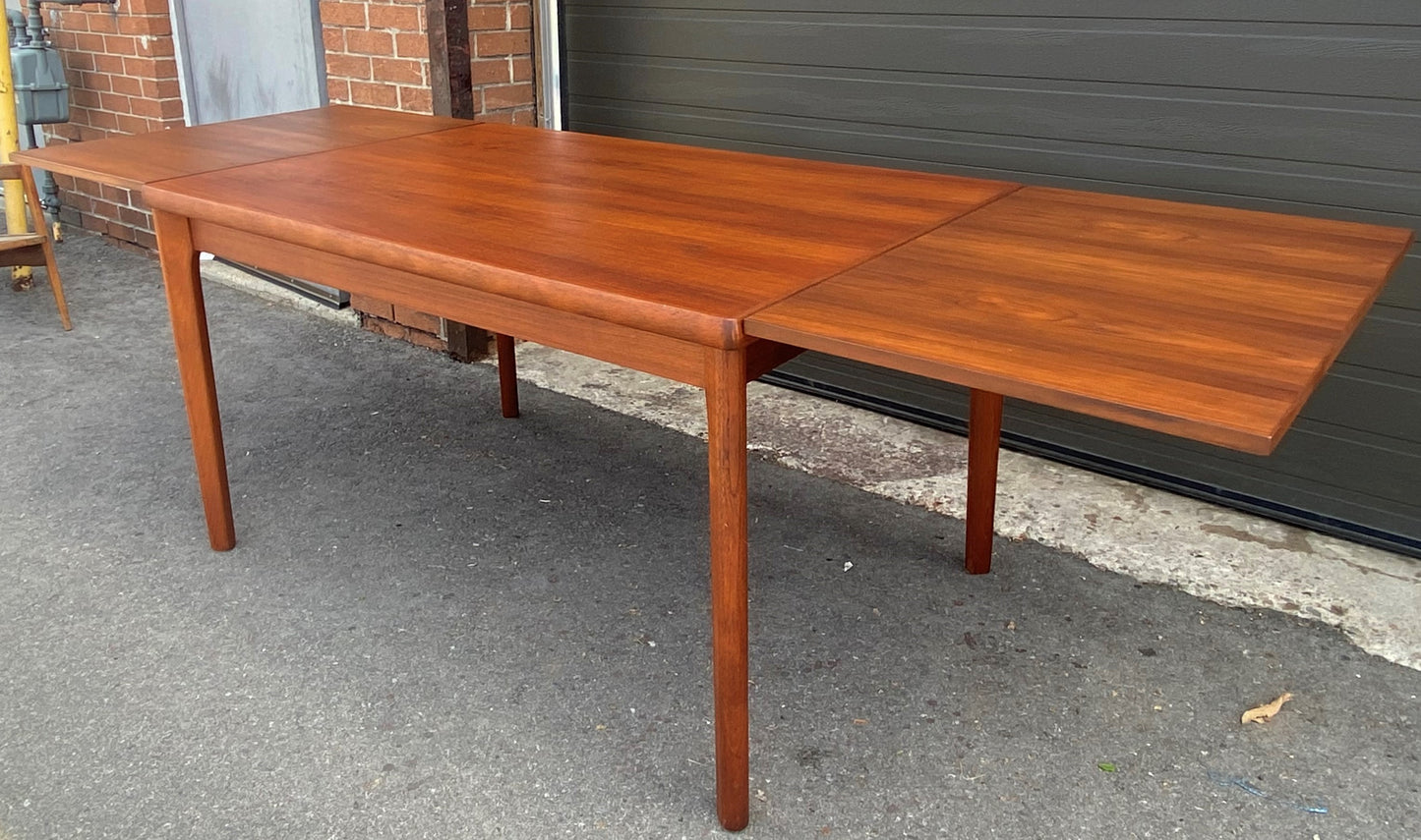 REFINISHED Danish MCM Teak Draw Leaf Table by H. Kjaernulf  51" - 93" Perfect