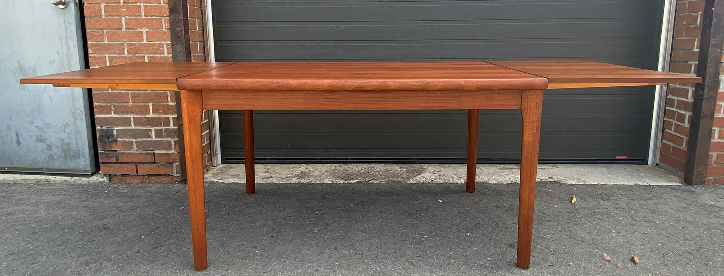 REFINISHED Danish MCM Teak Draw Leaf Table by H. Kjaernulf  51" - 93" Perfect