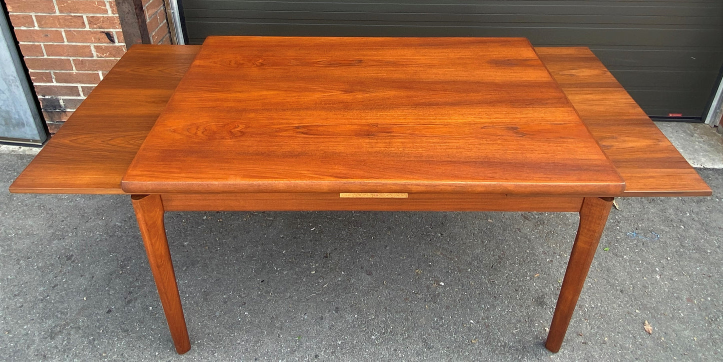 REFINISHED Danish MCM Teak Draw Leaf Table by H. Kjaernulf  51" - 93" Perfect