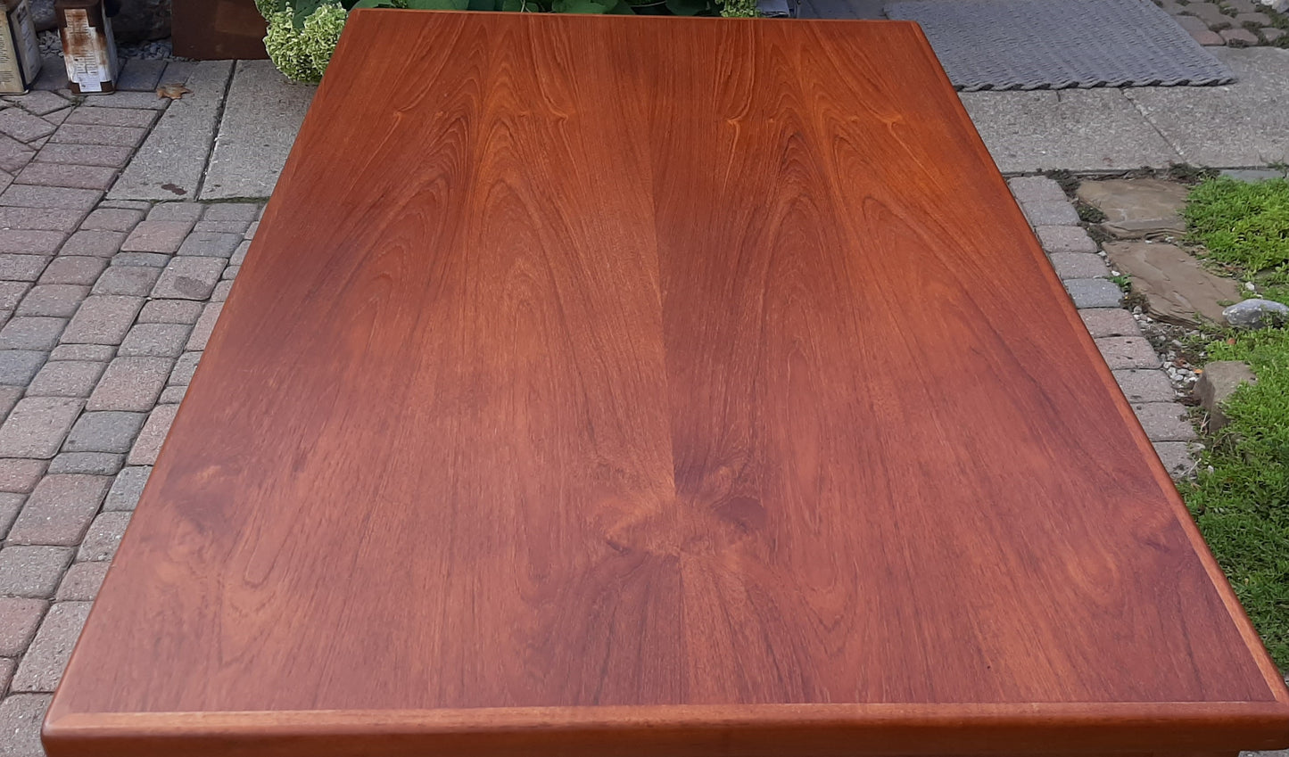 REFINISHED Danish MCM Teak Draw Leaf Table  2 Leaves PERFECT - 57"-96"