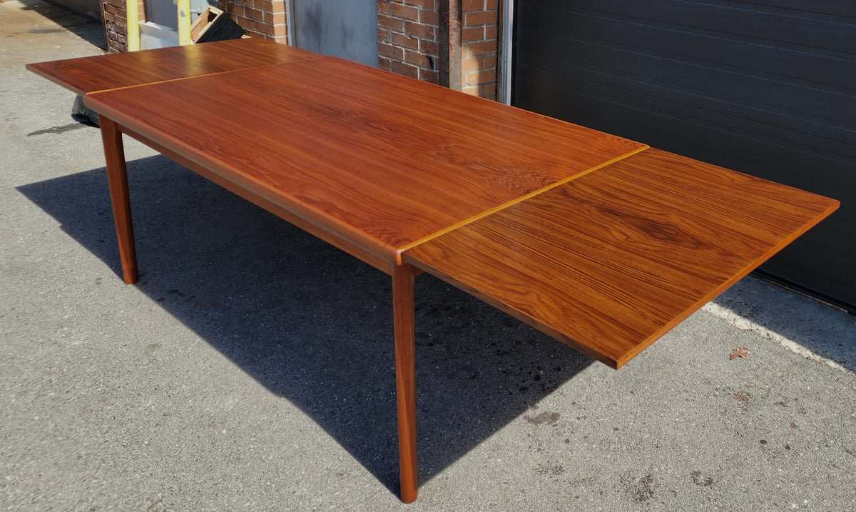 REFINISHED Danish MCM Teak Draw Leaf Table by H. Kjaernulf  68