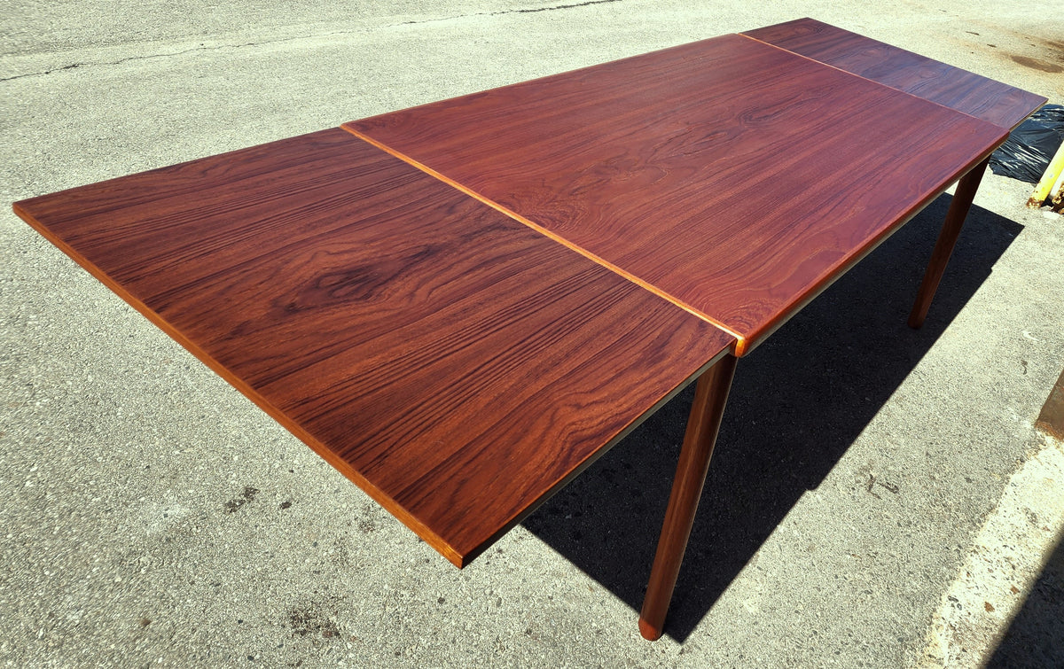 REFINISHED Danish MCM Teak Draw Leaf Table by H. Kjaernulf  68