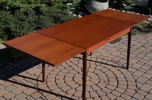 REFINISHED Danish MCM Teak Draw Leaf Table, PERFECT 47"-84"
