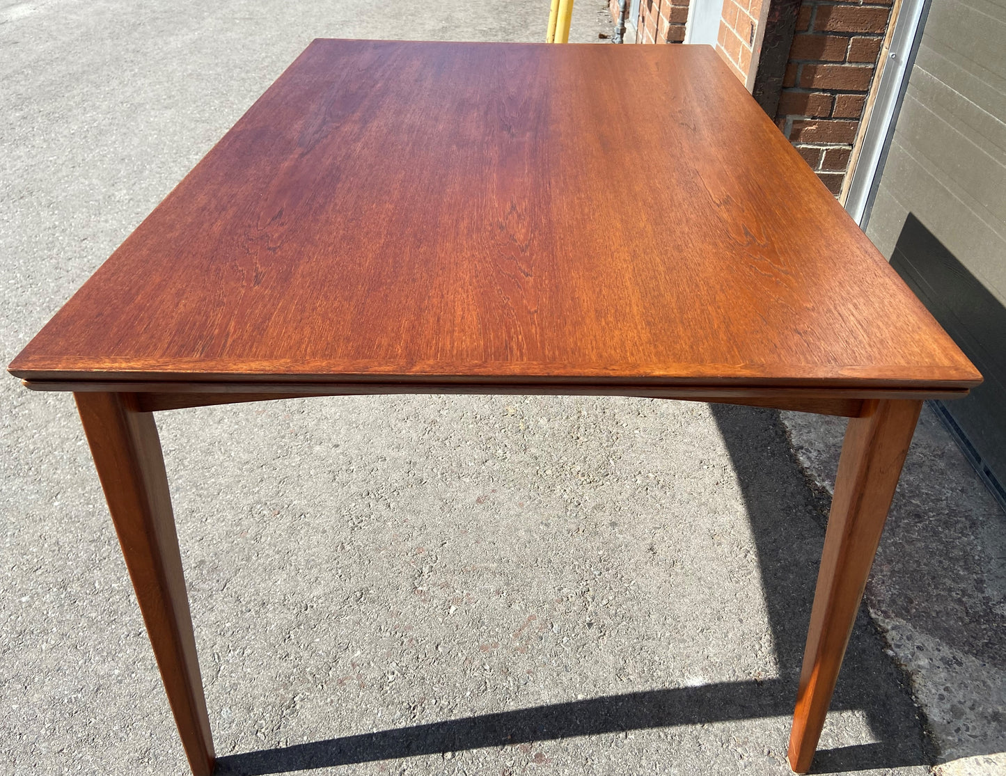 REFINISHED Danish Mid Century Modern Teak Table Draw Leaf, 52"-90"