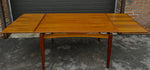 REFINISHED Danish Mid Century Modern Teak Table Draw Leaf, Floating Look 52