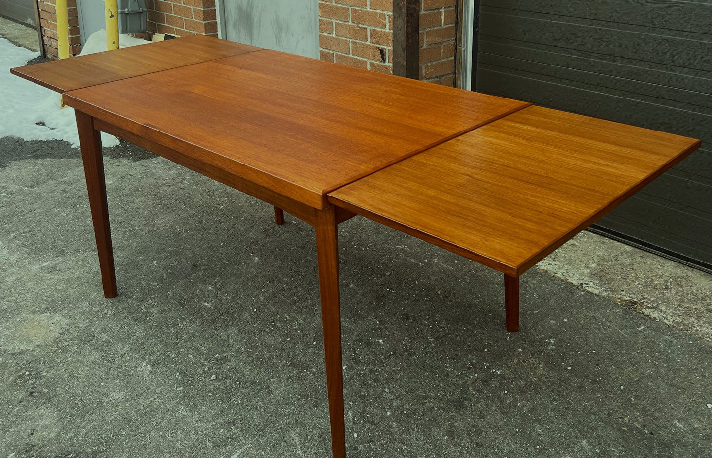 REFINISHED Danish MCM Teak Draw Leaf Table by H. Kjaernulf 47.5"- 83.5" Perfect