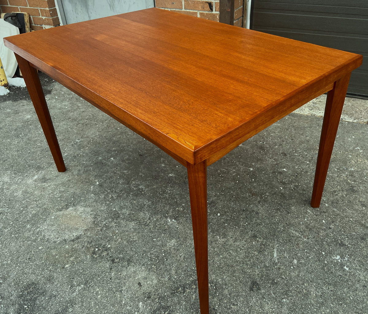 REFINISHED Danish MCM Teak Draw Leaf Table by H. Kjaernulf 47.5