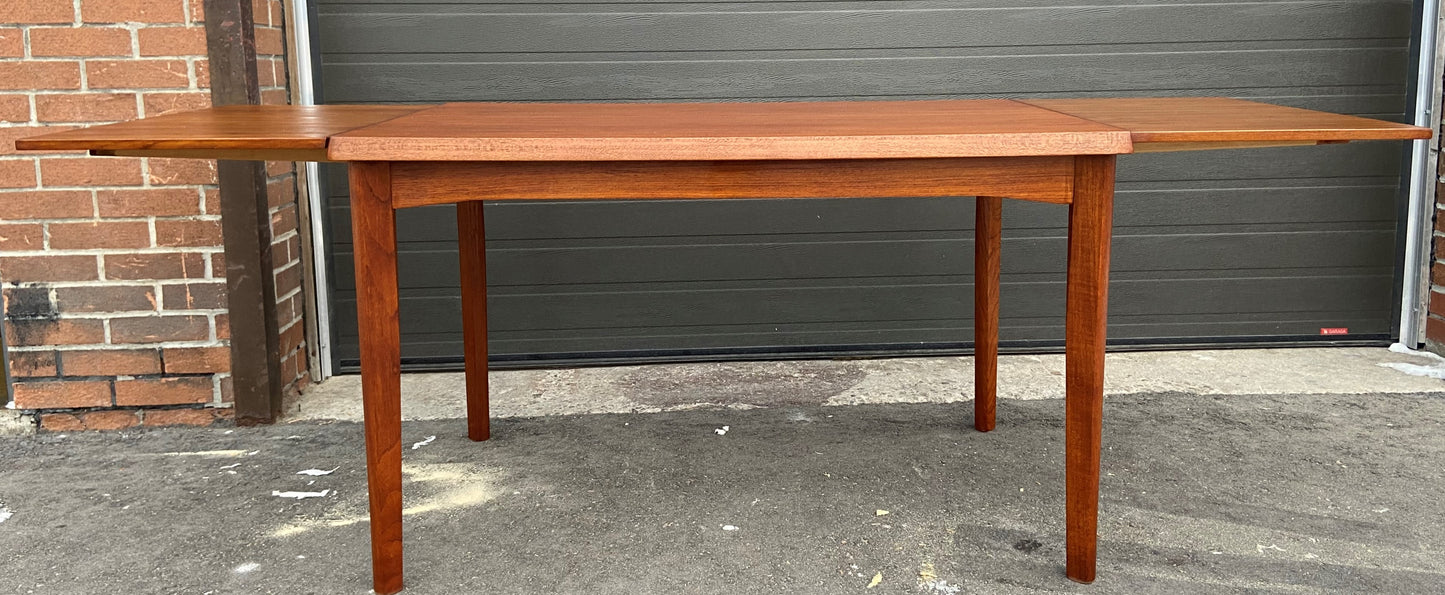 REFINISHED Danish MCM Teak Draw Leaf Table by H. Kjaernulf 47"-82", PERFECT