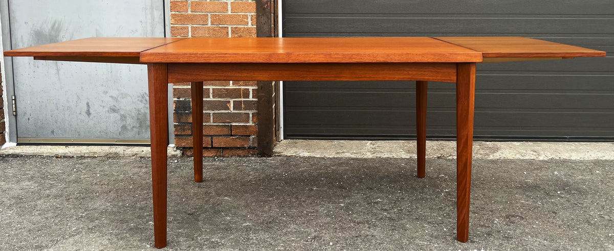REFINISHED Danish MCM Teak Draw Leaf Table by H. Kjaernulf 47.5