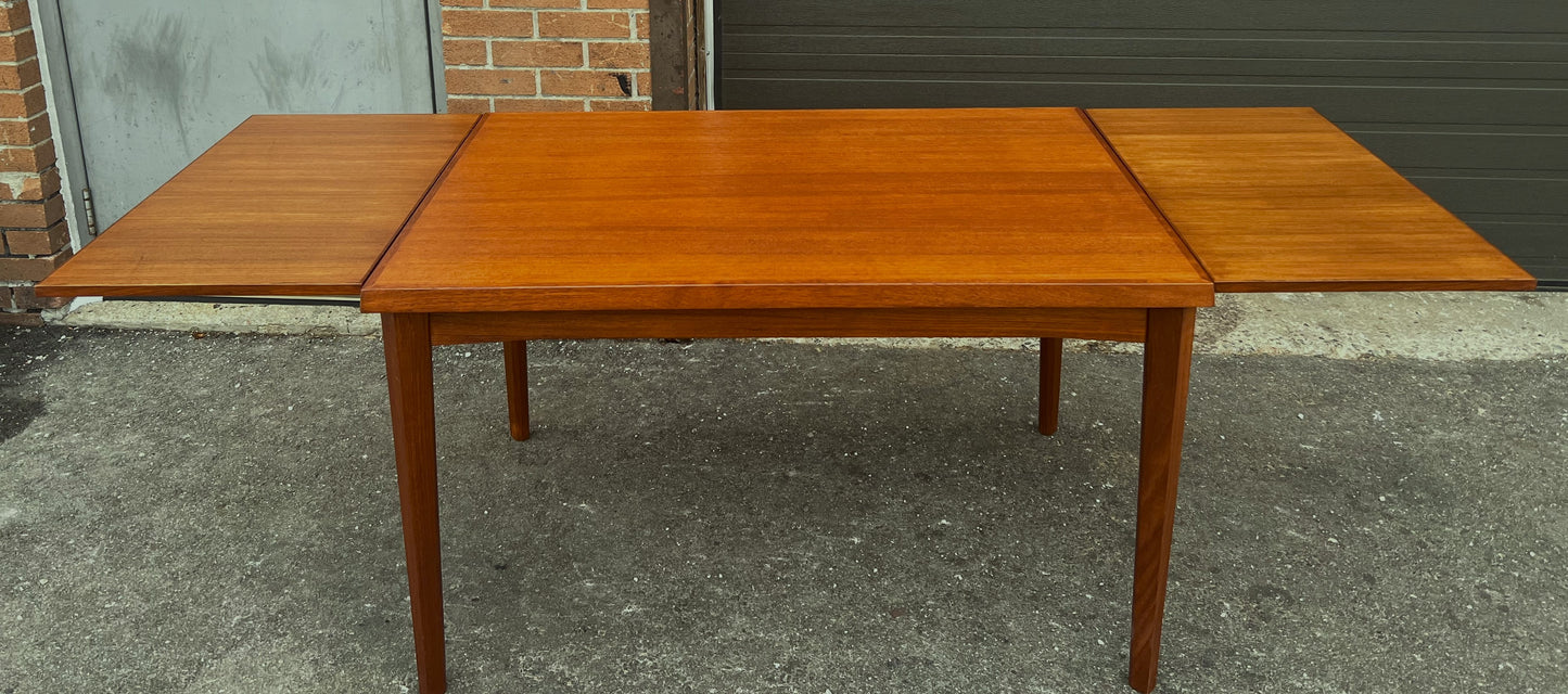 REFINISHED Danish MCM Teak Draw Leaf Table by H. Kjaernulf 47.5"- 83.5" Perfect