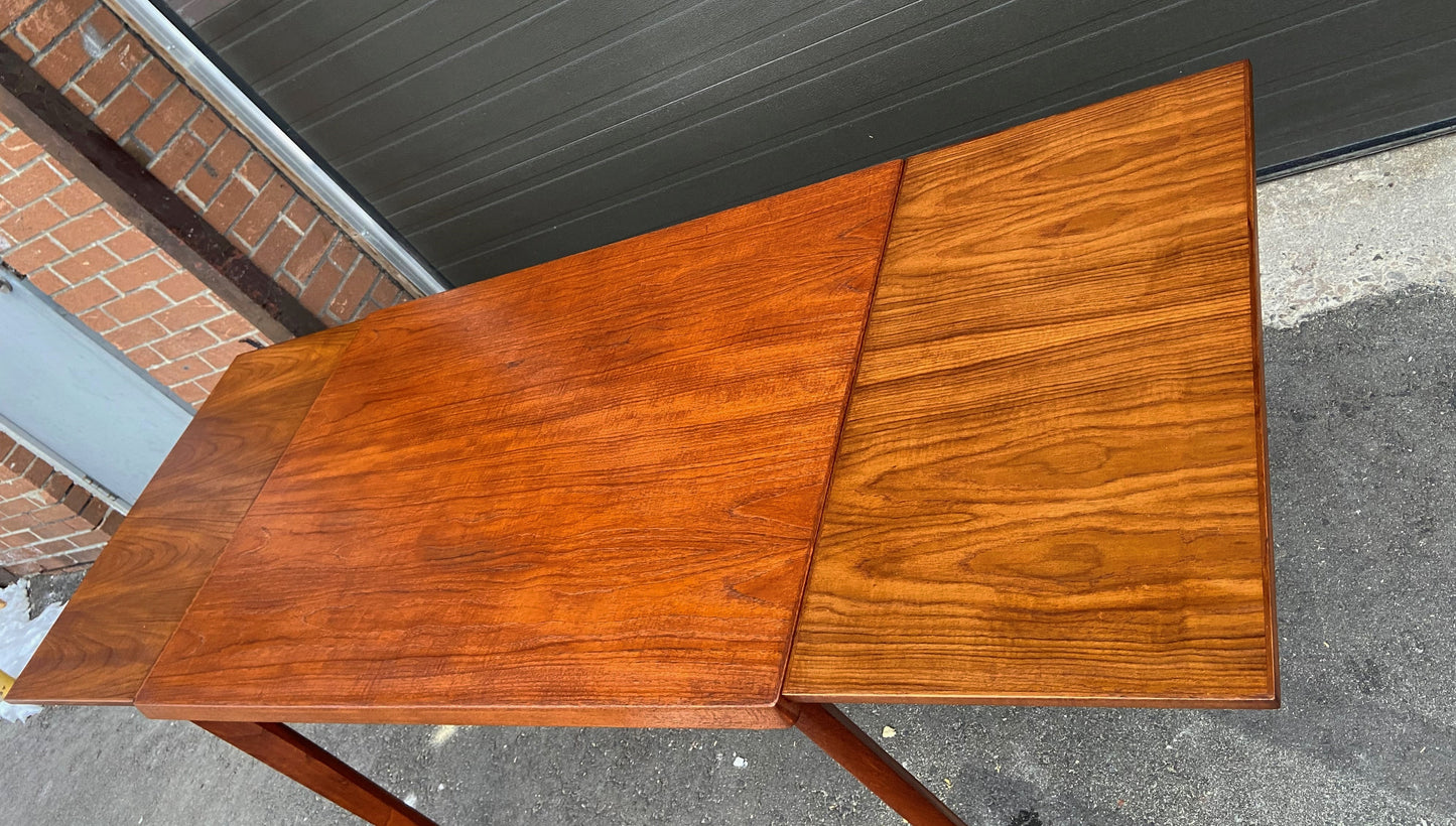 REFINISHED Danish MCM Teak Draw Leaf Table by H. Kjaernulf 47"-82", PERFECT