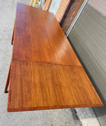REFINISHED Danish Mid Century Modern Teak Table Draw Leaf, 52