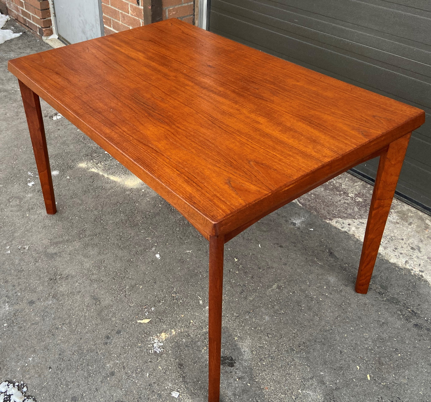 REFINISHED Danish MCM Teak Draw Leaf Table by H. Kjaernulf 47"-82", PERFECT