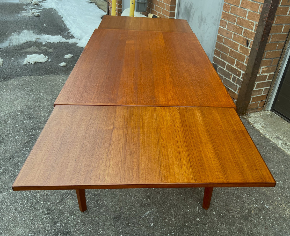REFINISHED Danish MCM Teak Draw Leaf Table by H. Kjaernulf 47.5