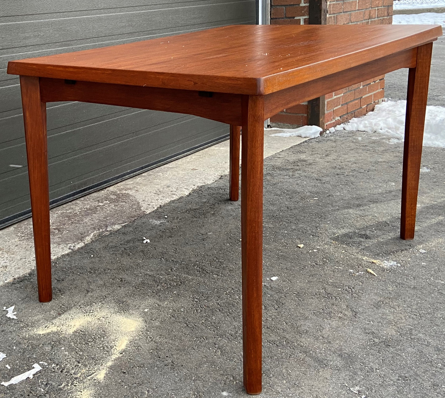 REFINISHED Danish MCM Teak Draw Leaf Table by H. Kjaernulf 47"-82", PERFECT