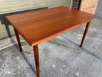 REFINISHED Danish Mid Century Modern Teak Table Draw Leaf, 51