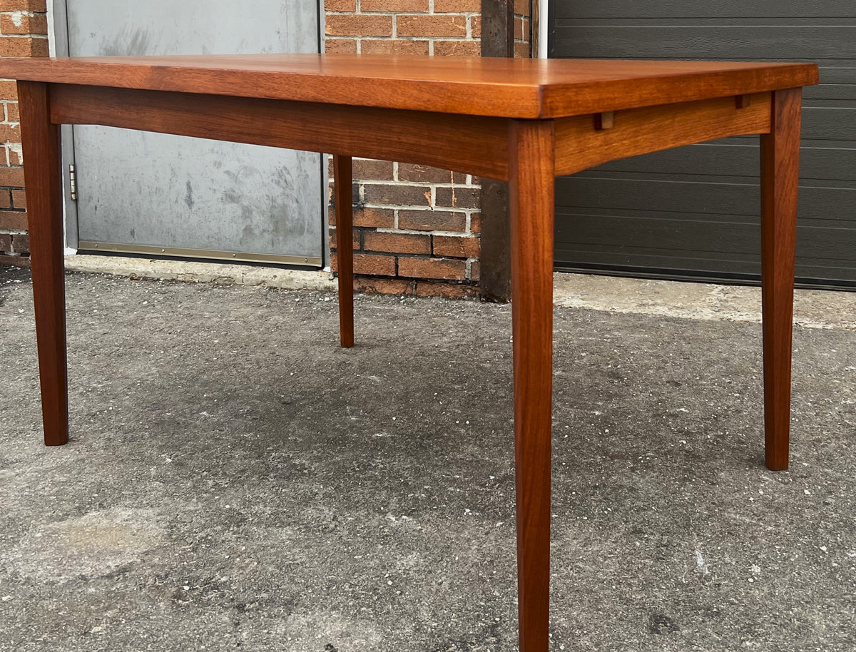 REFINISHED Danish MCM Teak Draw Leaf Table by H. Kjaernulf 47.5