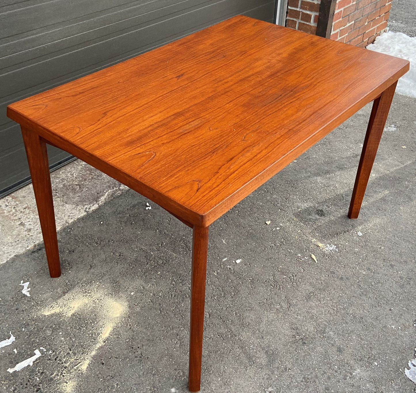 REFINISHED Danish MCM Teak Draw Leaf Table by H. Kjaernulf 47"-82", PERFECT