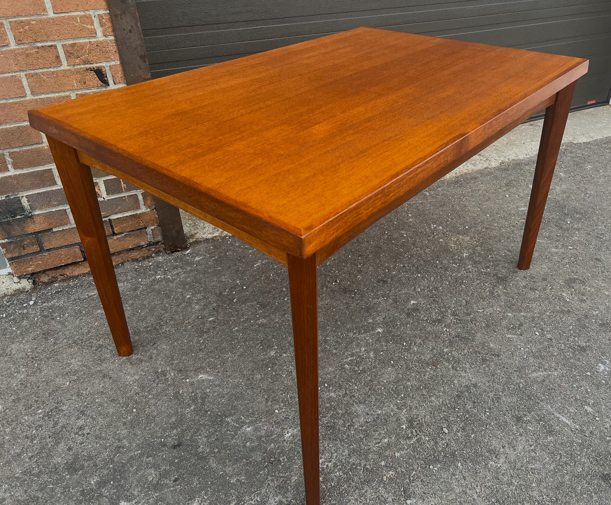 REFINISHED Danish MCM Teak Draw Leaf Table by H. Kjaernulf 47.5