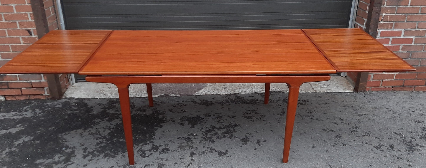 REFINISHED Danish MCM Teak Dining Table w 2 Leaves by Niels O. Moller, PERFECT, 63" - 102"