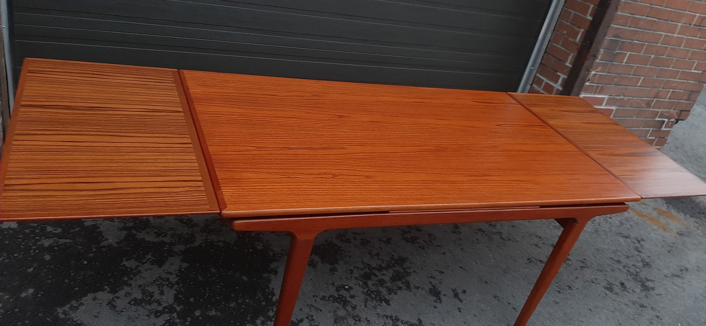 REFINISHED Danish MCM Teak Dining Table w 2 Leaves by Niels O. Moller, PERFECT, 63" - 102"