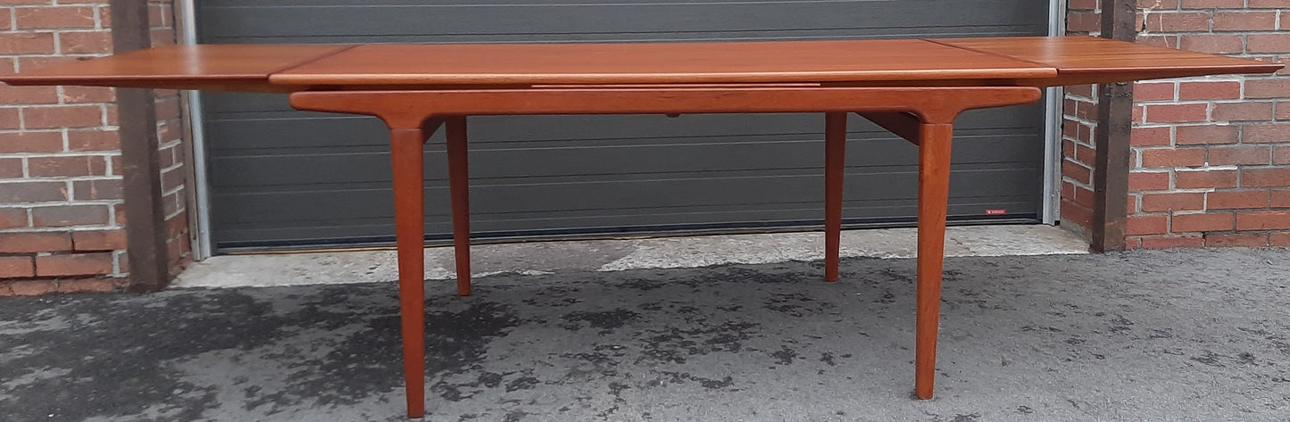 REFINISHED Danish MCM Teak Dining Table w 2 Leaves by Niels O. Moller, PERFECT, 63" - 102"