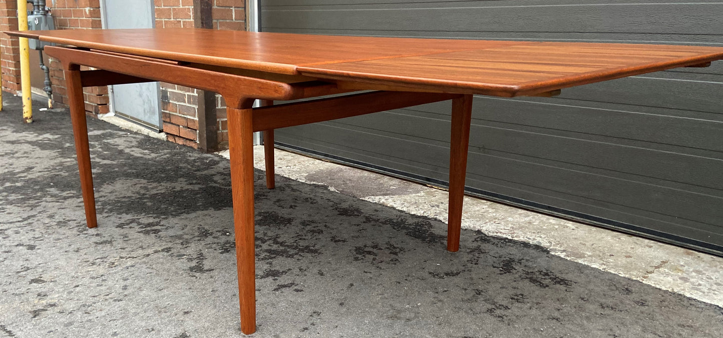 REFINISHED Danish MCM Teak Dining Table w 2 Leaves by Niels O. Moller, PERFECT, 63" - 102"