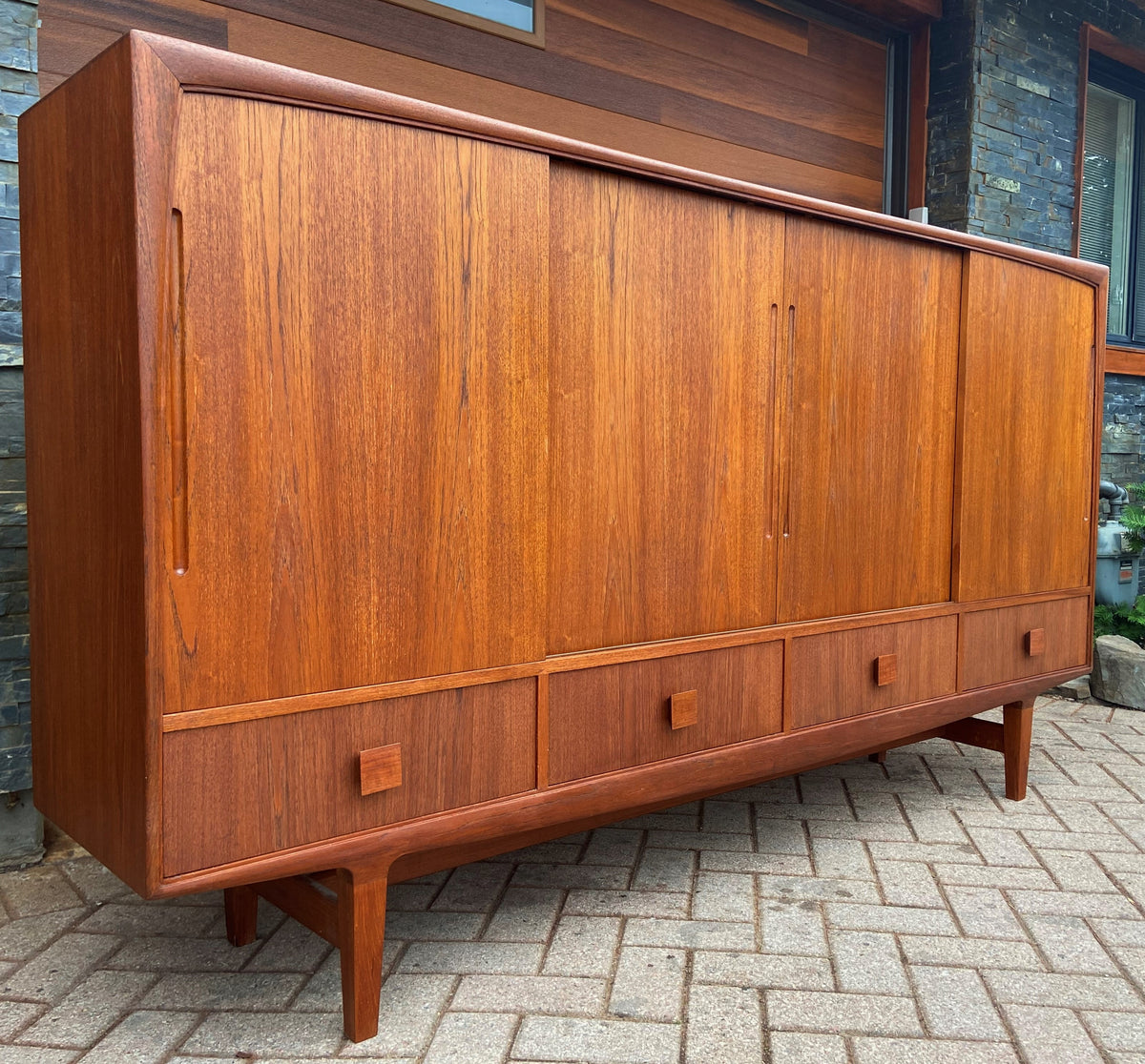 REFINISHED Danish Mid Century Modern Teak Highboard 84