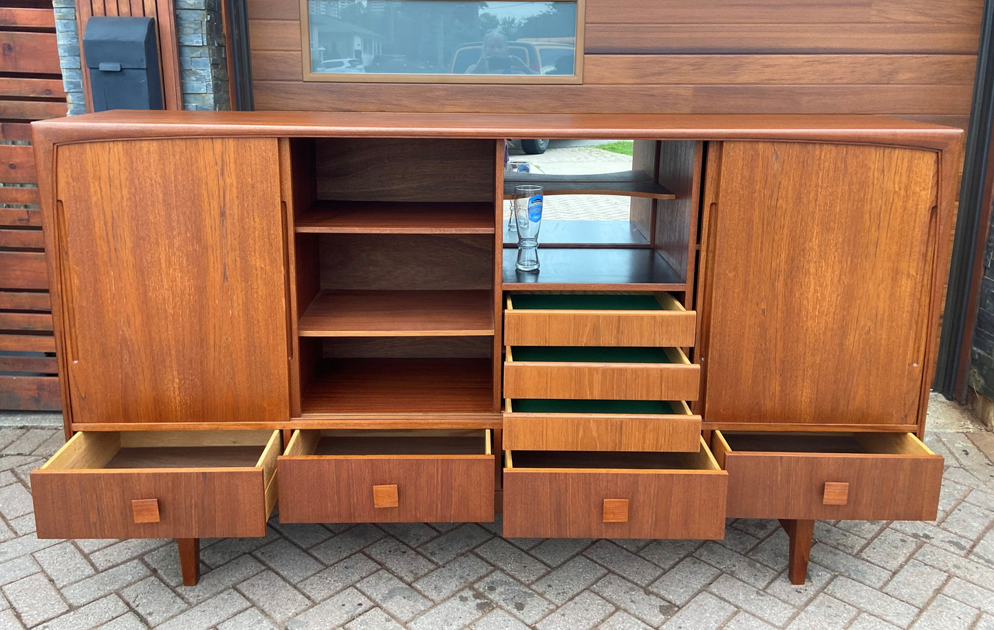 REFINISHED Danish Mid Century Modern Teak Highboard 84"