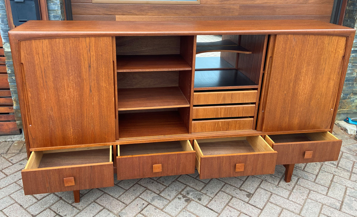 REFINISHED Danish Mid Century Modern Teak Highboard 84