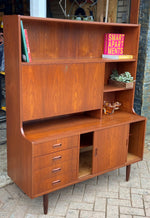 REFINISHED Danish Mid Century Modern teak highboard 48.75