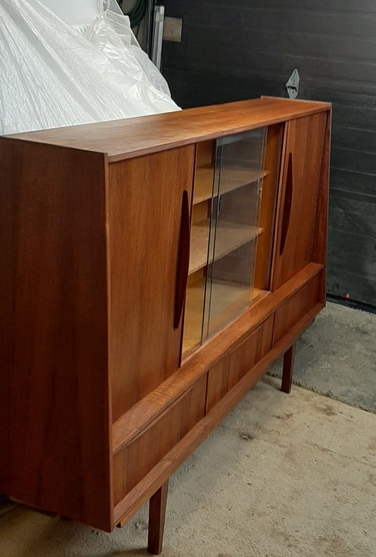 REFINISHED Danish MCM Teak Highboard 76" PERFECT, narrow - Mid Century Modern Toronto