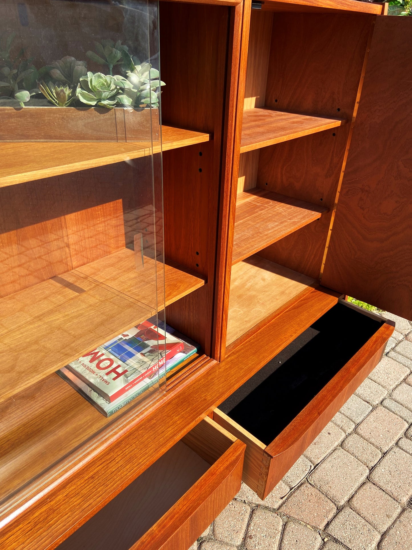 REFINISHED Danish Mid Century Modern Teak Highboard 76", narrow