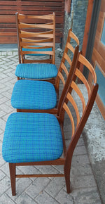 4 RESTORED Danish Mid Century Modern Teak Ladder-Back Chairs 4