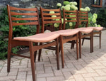 4 REFINISHED REUPHOLSTERED Danish Mid Century Modern Teak Chairs Ladder Back 4