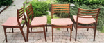 4 REFINISHED REUPHOLSTERED Danish Mid Century Modern Teak Chairs Ladder Back 5