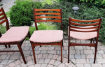 4 REFINISHED REUPHOLSTERED Danish Mid Century Modern Teak Chairs Ladder Back 7