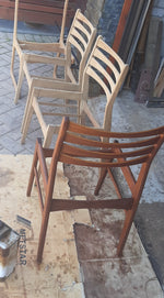 4 REFINISHED REUPHOLSTERED Danish Mid Century Modern Teak Chairs Ladder Back 9