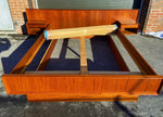REFINISHED Danish MCM Teak Bed Queen w Floating Nightstands by Falster, PERFECT 1