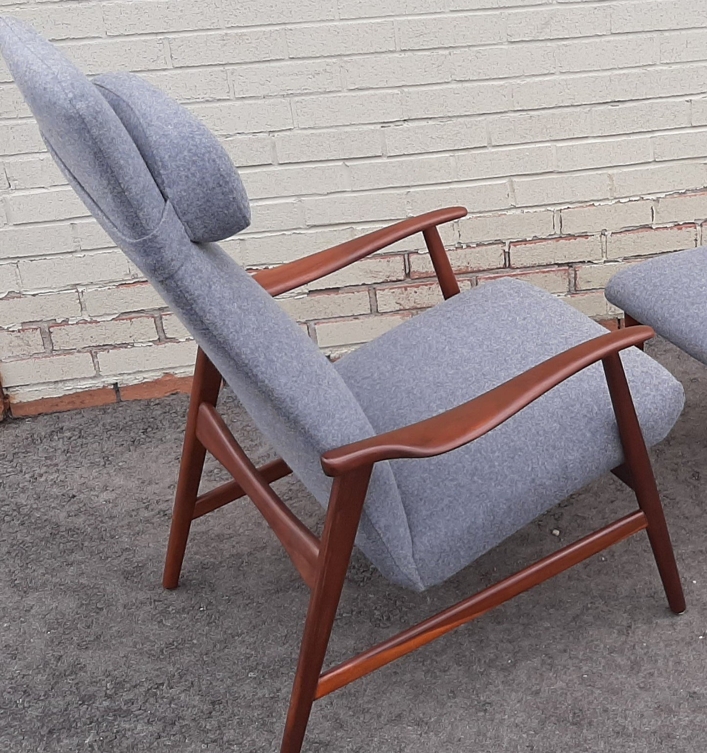 Will be REFINISHED & REUPHOLSTERED Danish MCM Teak Lounge Chair Recliner by Arne Vodder and Anton Borg