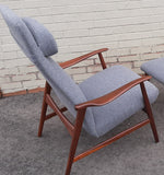 Will be REFINISHED & REUPHOLSTERED Danish MCM Teak Lounge Chair Recliner by Arne Vodder and Anton Borg 1