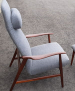 Will be REFINISHED & REUPHOLSTERED Danish MCM Teak Lounge Chair Recliner by Arne Vodder and Anton Borg 2